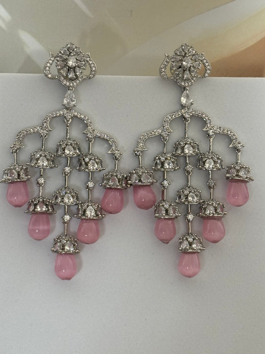 Chandelier Pastel Pink Diamond Earrings