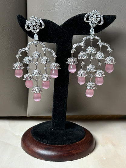 Chandelier Pastel Pink Diamond Earrings