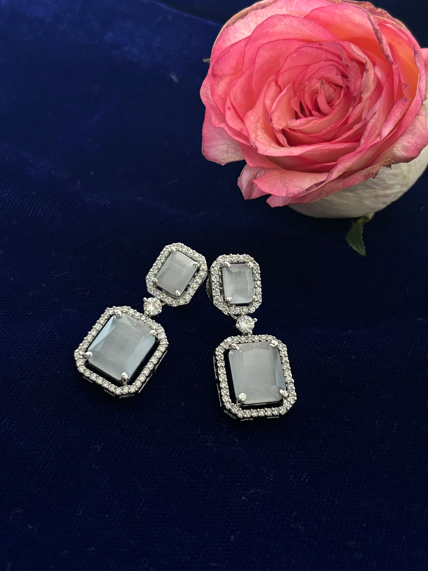 Aurelia Elegant Gray AD Earrings