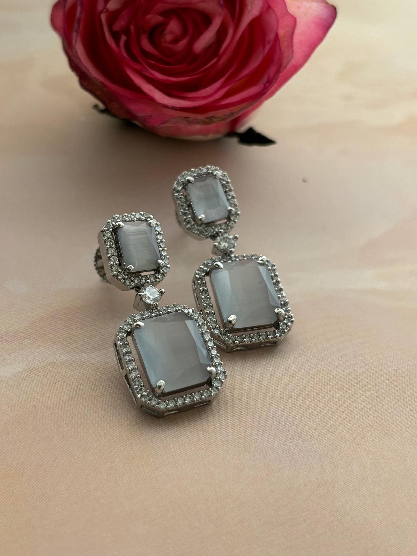 Aurelia Elegant Gray AD Earrings