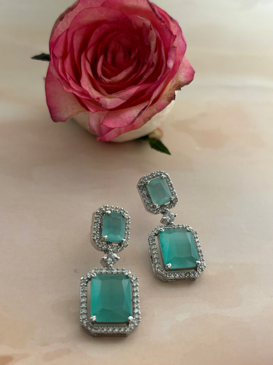 Aurelia Elegant Sea Green AD Earrings