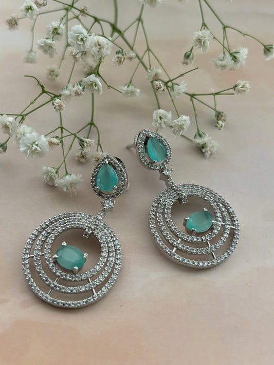 Aria Spiral Sea Green AD Earrings