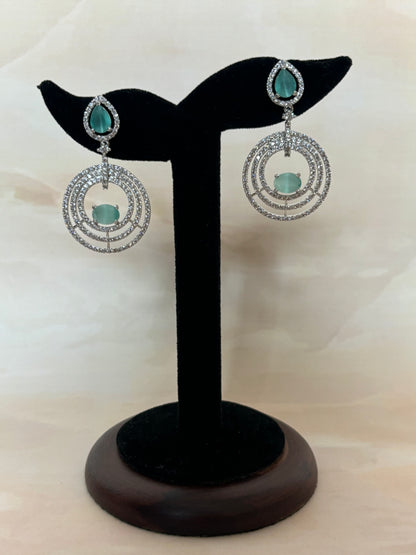 Aria Spiral Sea Green AD Earrings
