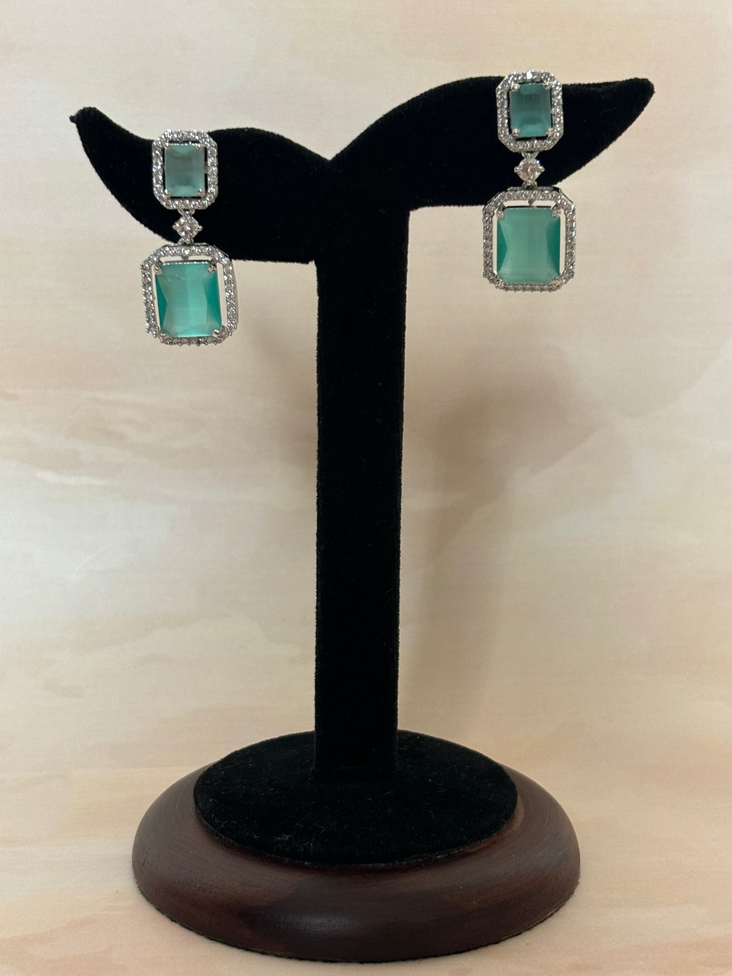 Aurelia Elegant Sea Green AD Earrings