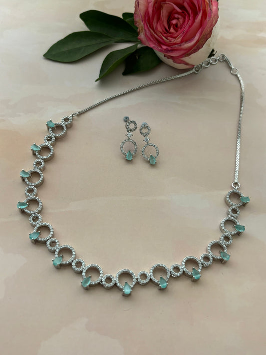 Emery Sea Green AD Necklace Set