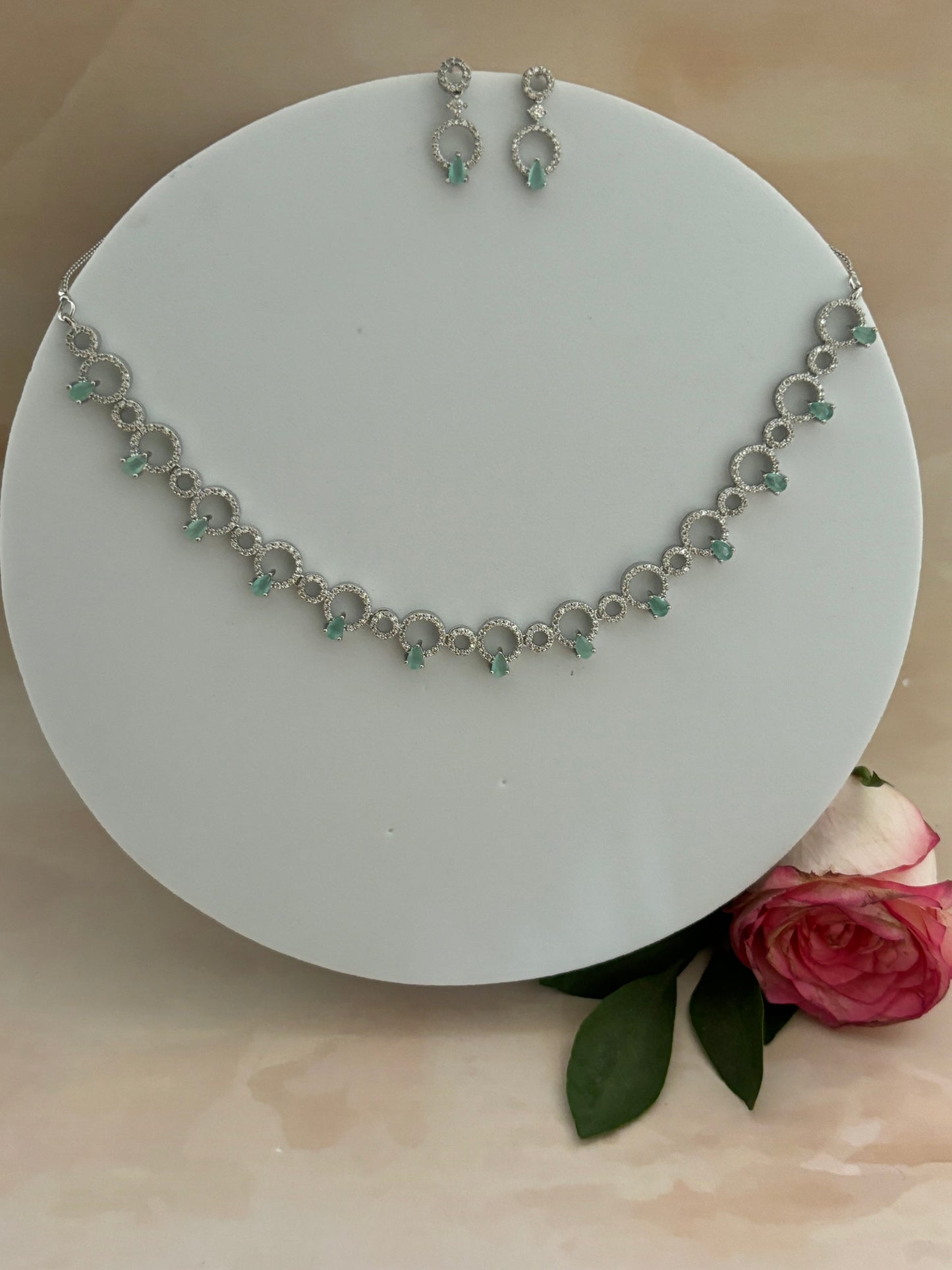 Emery Sea Green AD Necklace Set