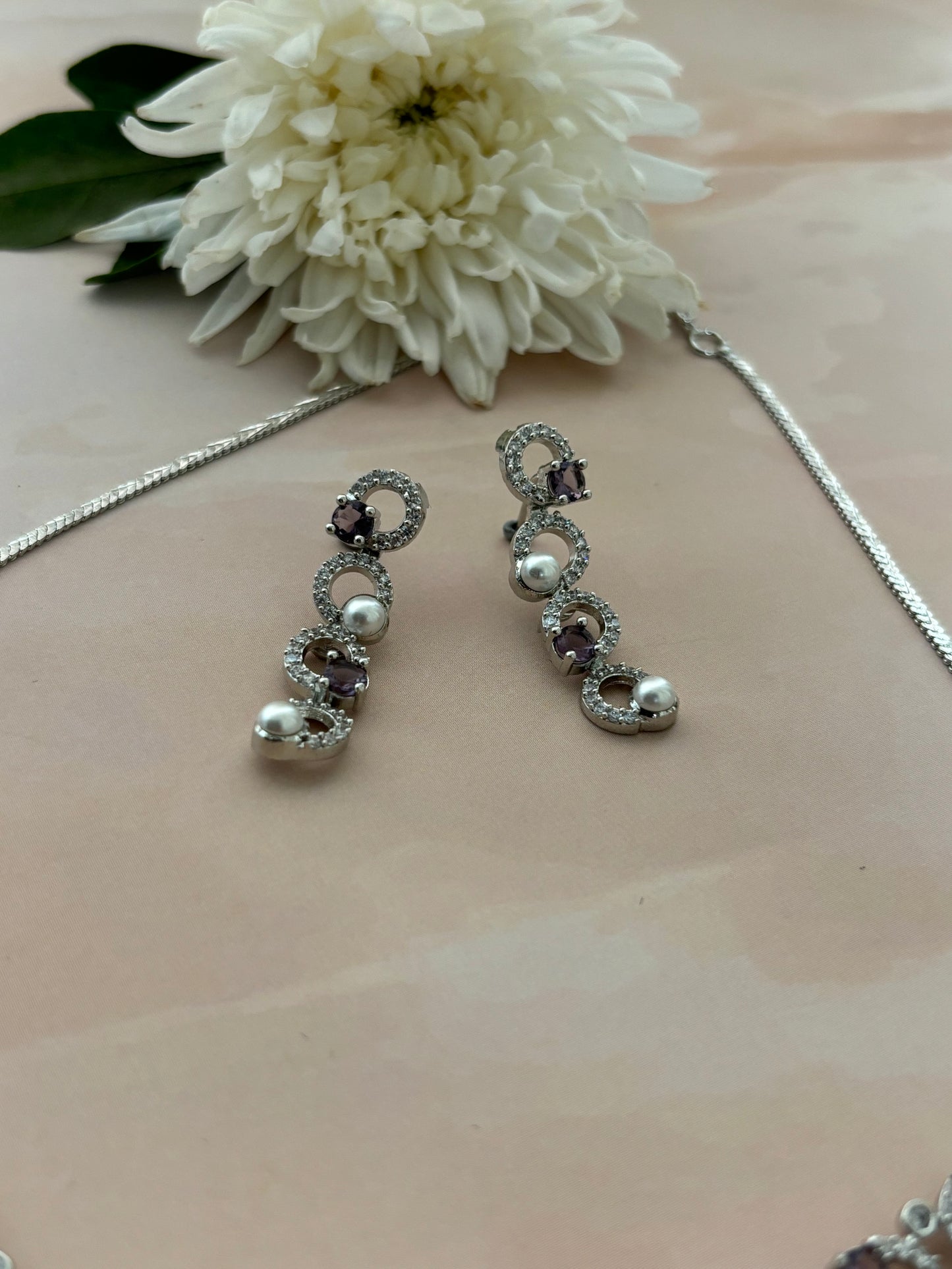 Lily Purple Stone AD Necklace Set