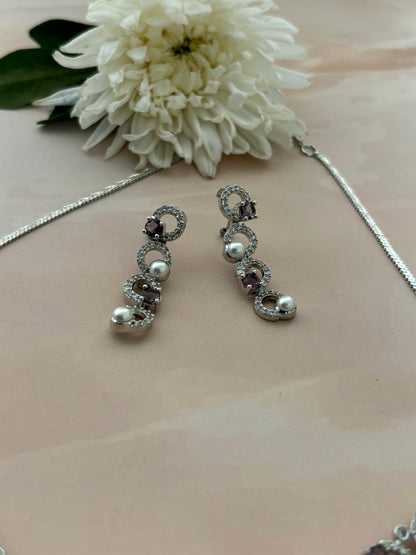 Lily Purple Stone AD Necklace Set