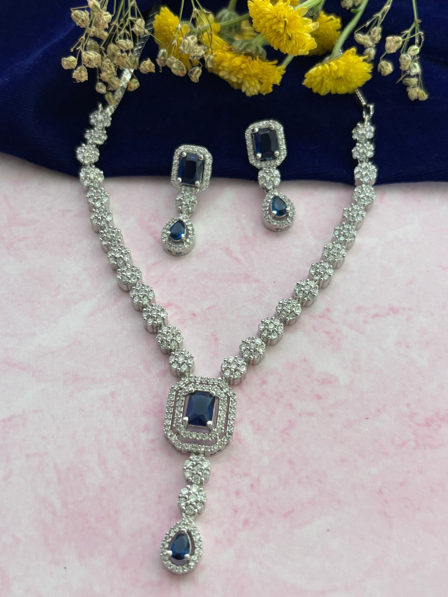 Garnet Radiant Stone Sapphire Necklace Set