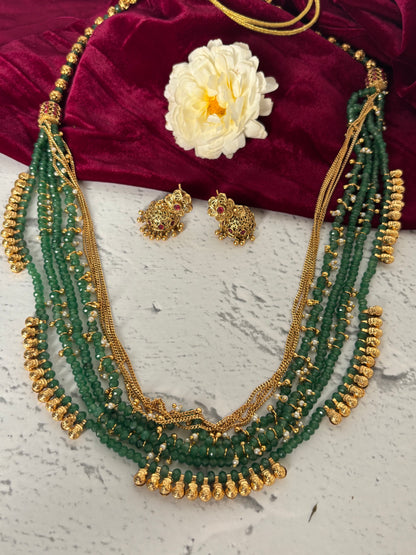 Dhriti Green Antique Multi Layered Necklace Set