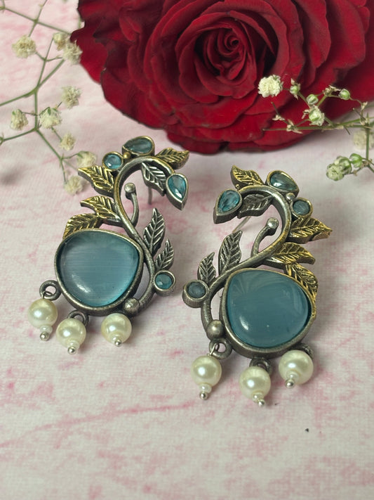 Prisha Blue Dual Tone Earrings