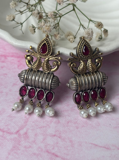 Vedika Pink Dual Tone Earrings