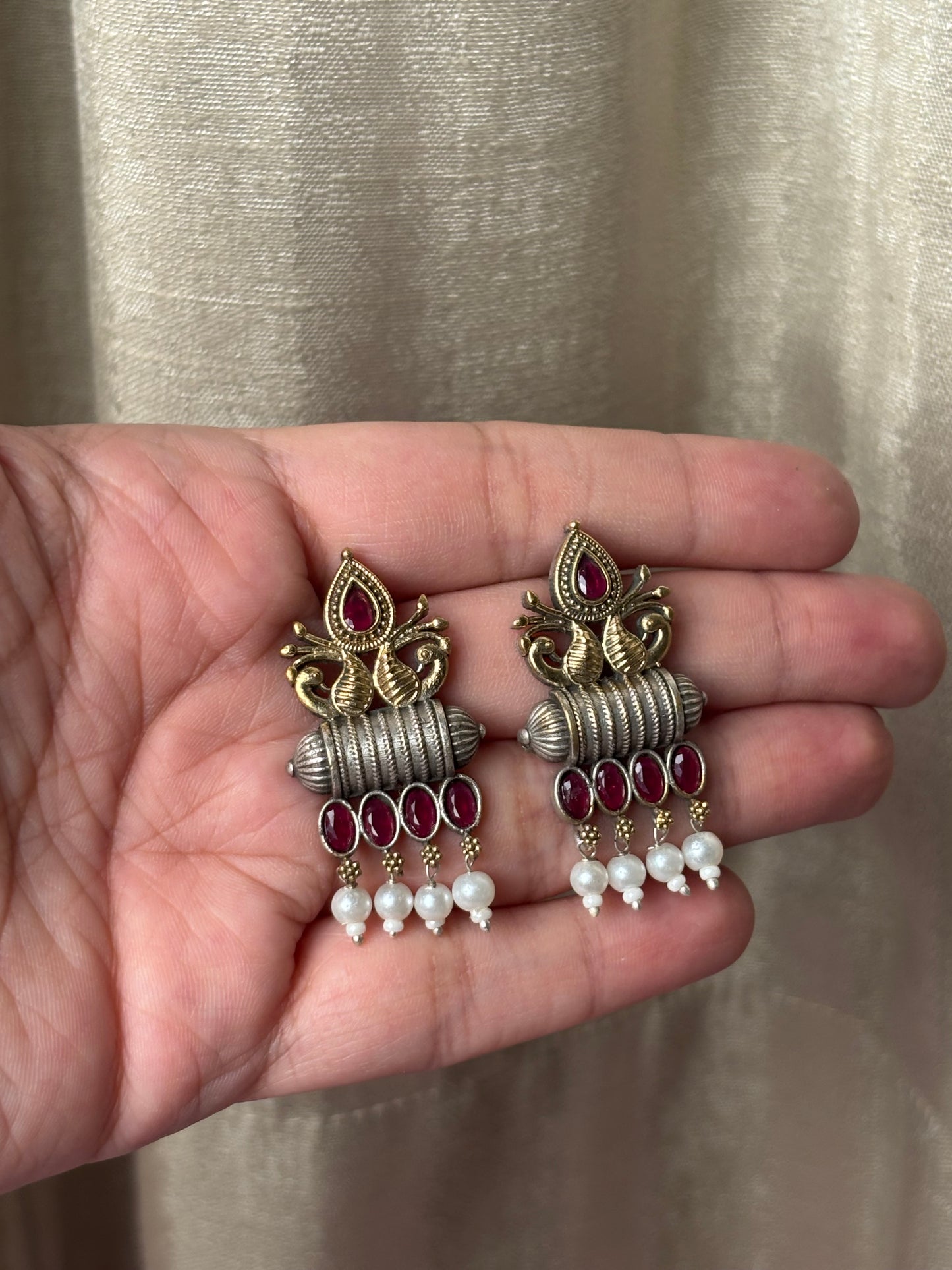 Vedika Pink Dual Tone Earrings