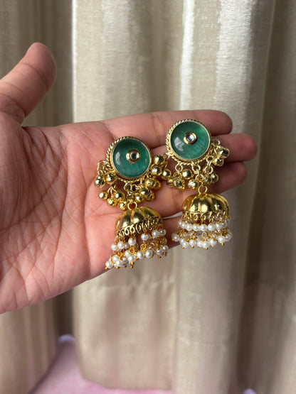 Namita Sea Green Golden Jhumki