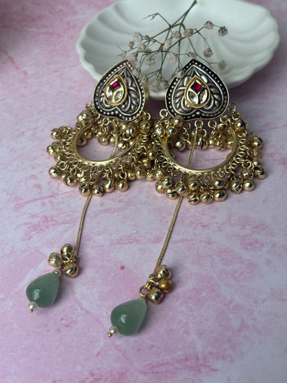 Dhruvika Golden Heart Kashmiri Chandbali