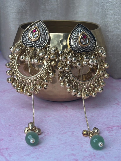 Dhruvika Golden Heart Kashmiri Chandbali