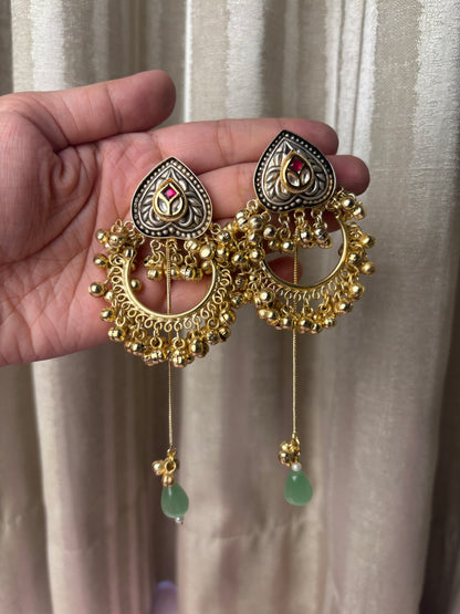 Dhruvika Golden Heart Kashmiri Chandbali