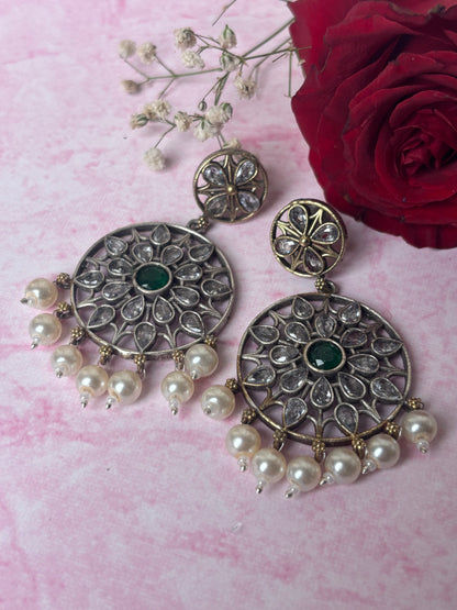 Samaira White Dual Tone Chandbali