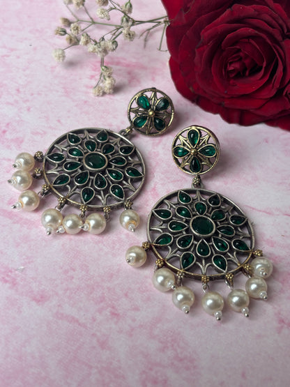 Samaira Green Dual Tone Chandbali