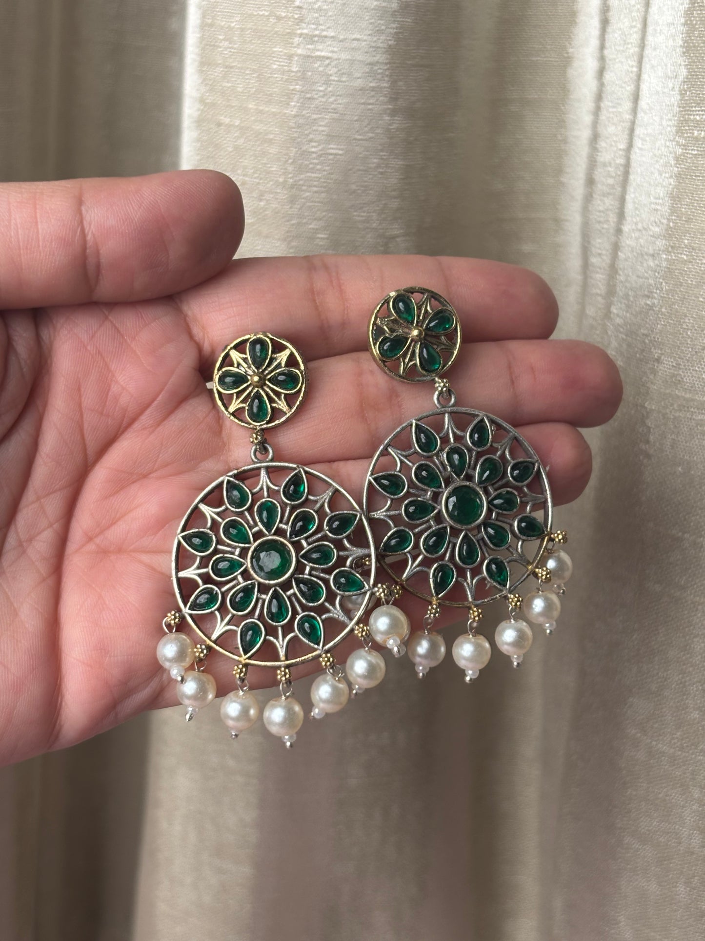 Samaira Green Dual Tone Chandbali