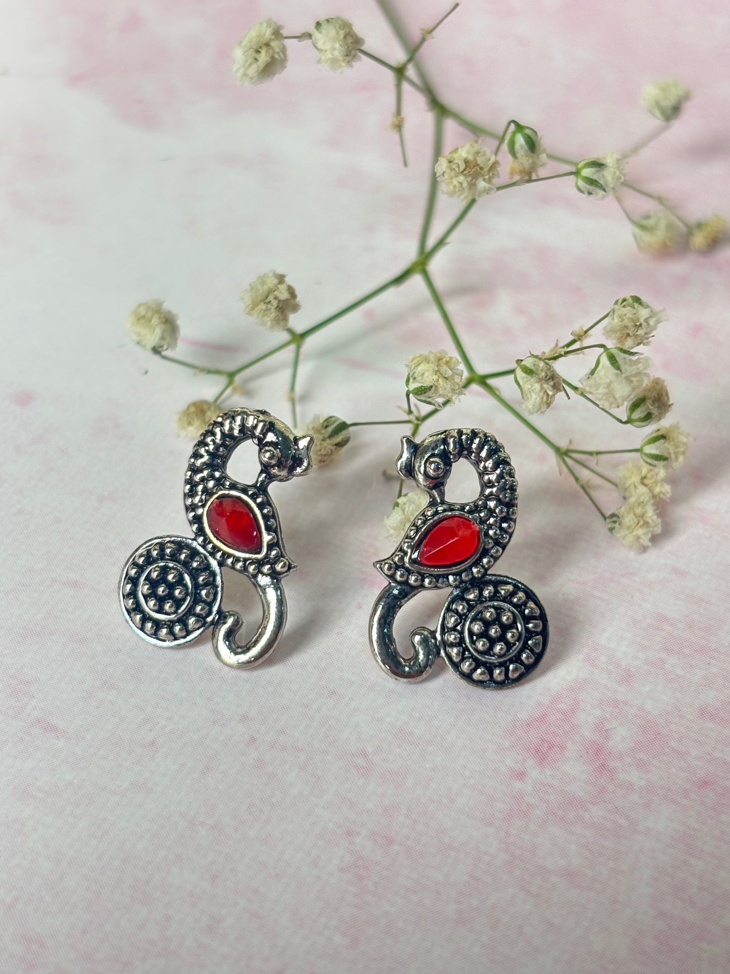 Mayuri Red Oxidized Studs