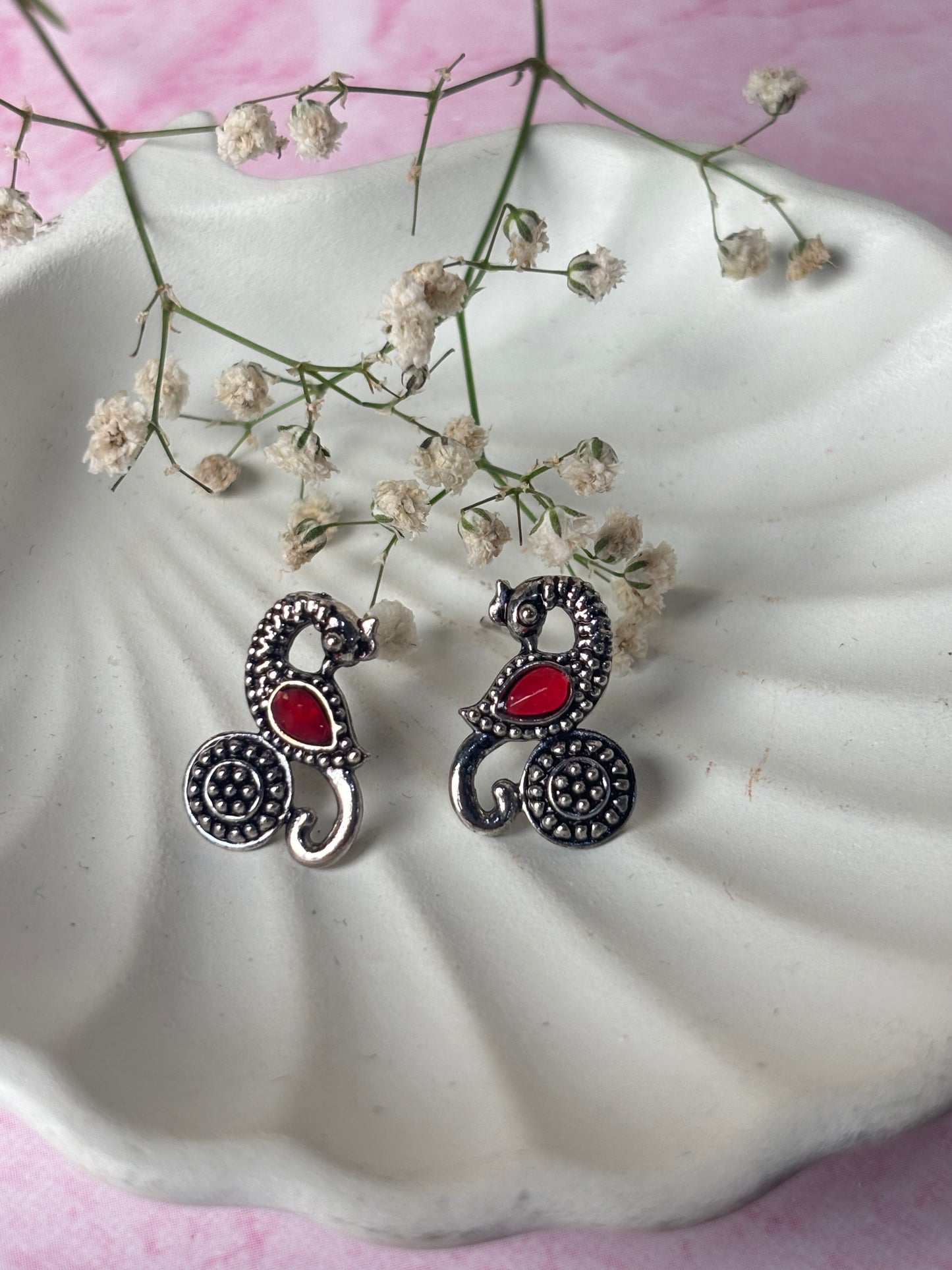 Mayuri Red Oxidized Studs