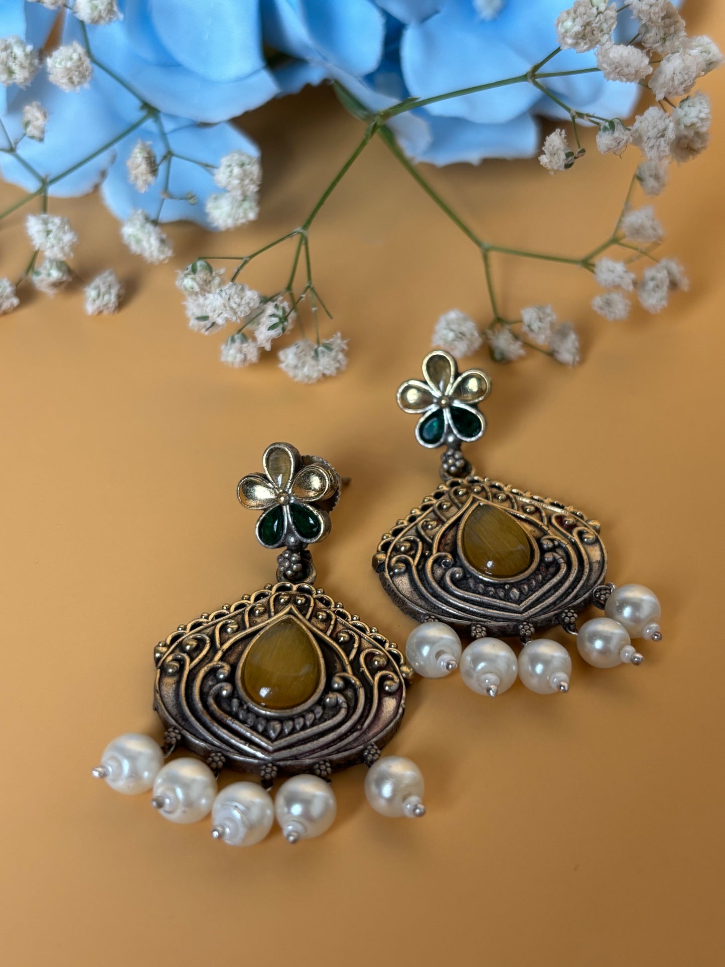 Misha Yellow Dual Tone Earring