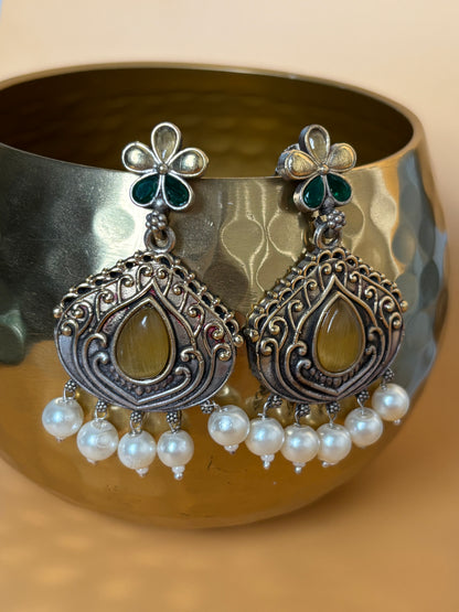 Misha Yellow Dual Tone Earring