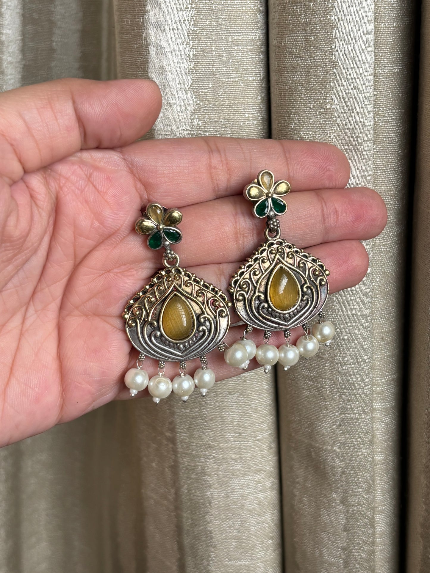 Misha Yellow Dual Tone Earring