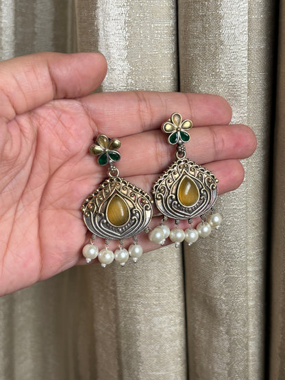 Misha Yellow Dual Tone Earring