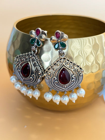 Misha Red Dual Tone Earring