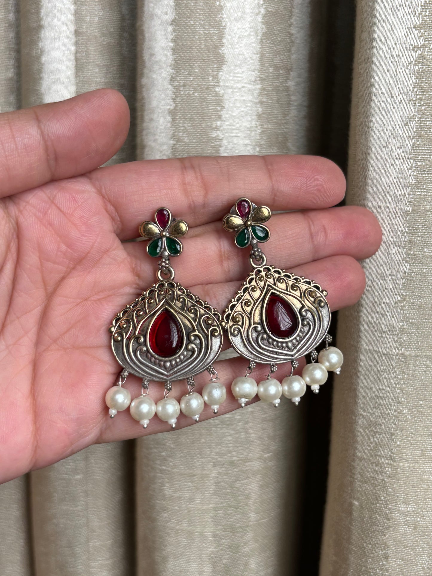 Misha Red Dual Tone Earring