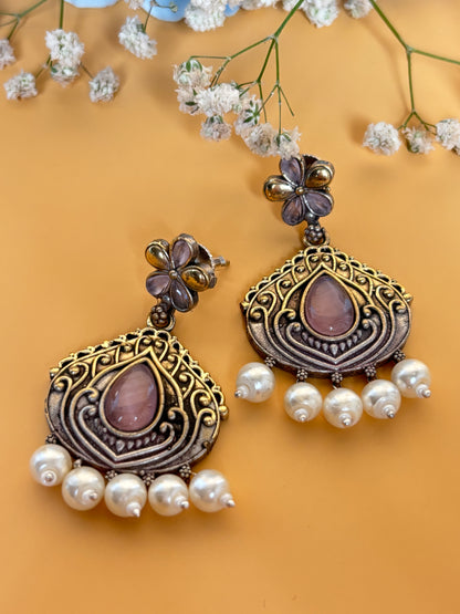 Misha Pink Dual Tone Earring