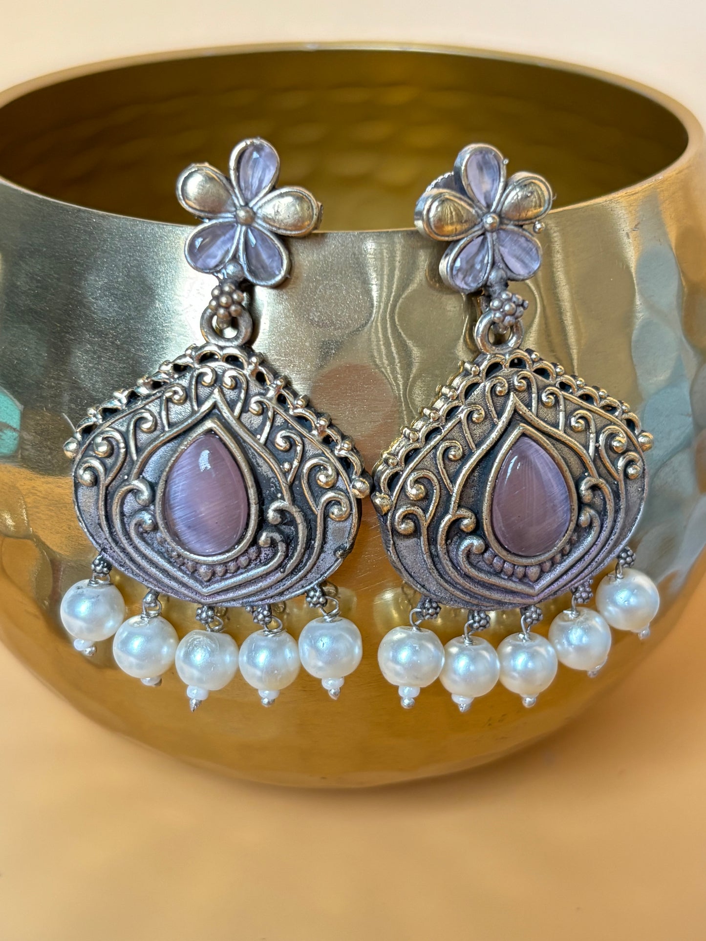 Misha Pink Dual Tone Earring