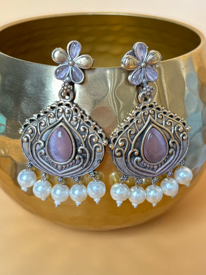 Misha Pink Dual Tone Earring