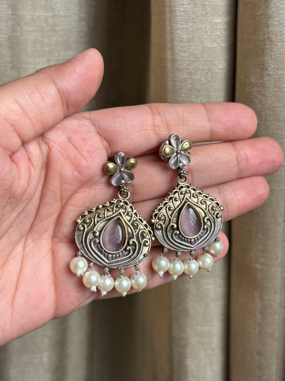 Misha Pink Dual Tone Earring