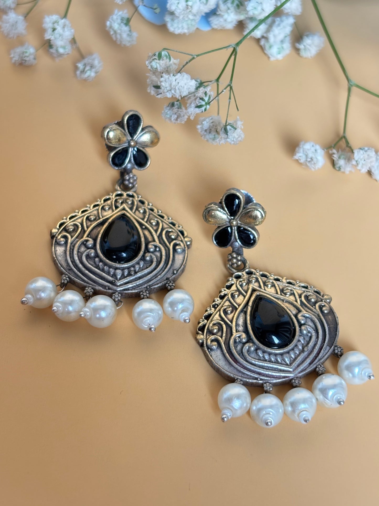 Misha Black Dual Tone Earring