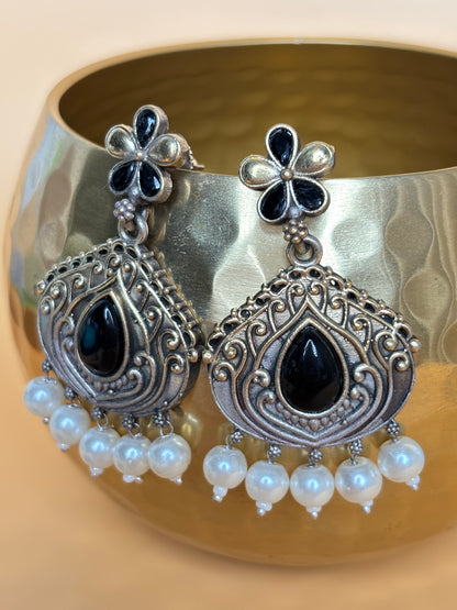 Misha Black Dual Tone Earring