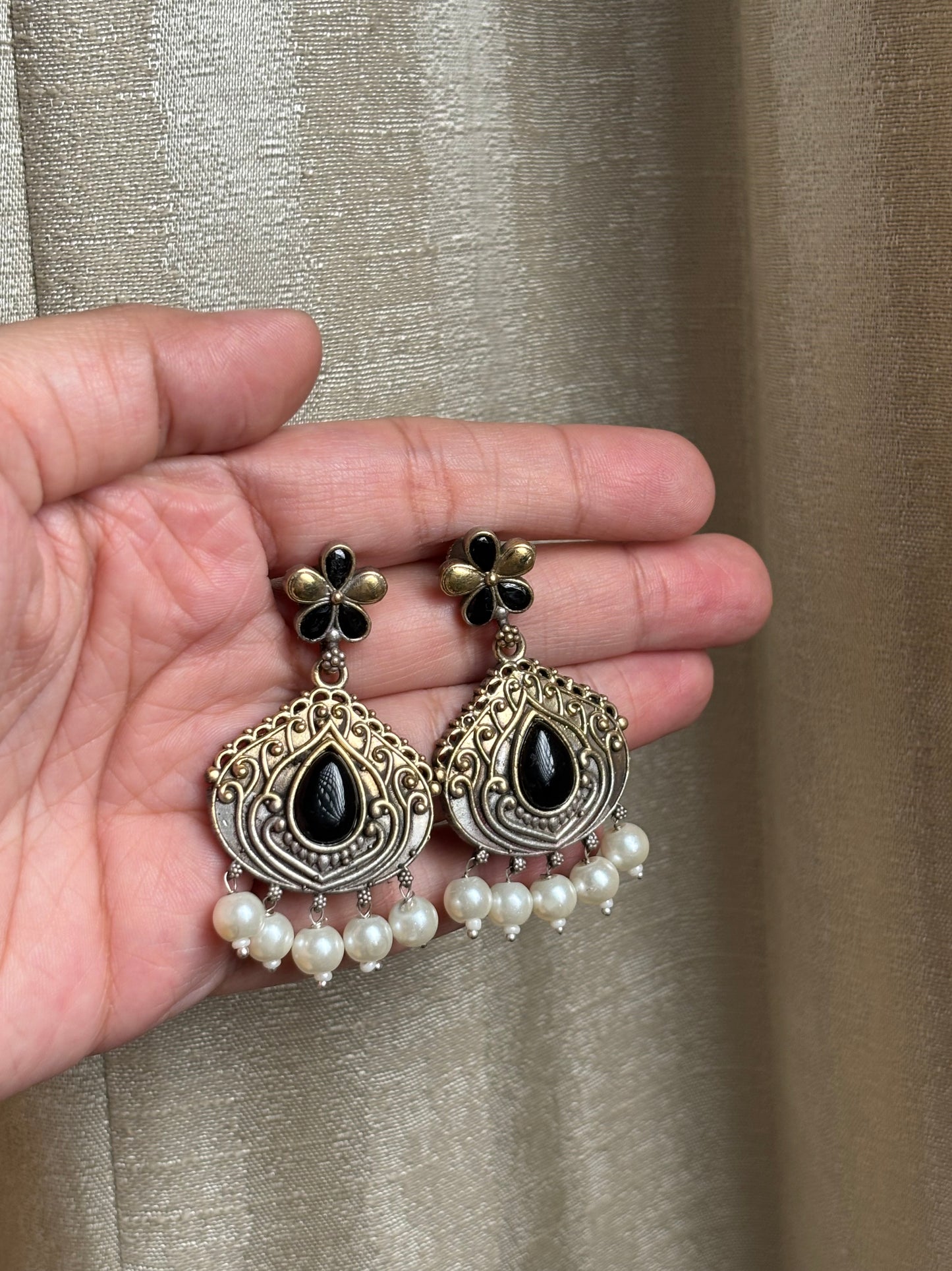 Misha Black Dual Tone Earring