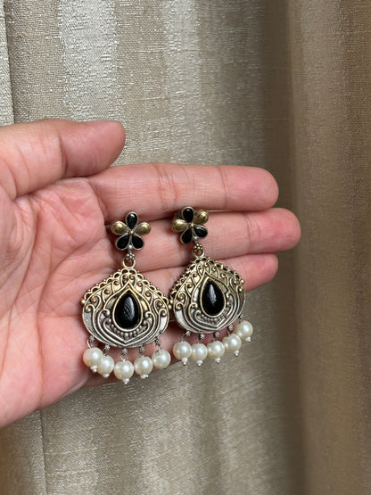 Misha Black Dual Tone Earring