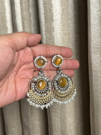 Priyali Yellow Pearl Chandbali