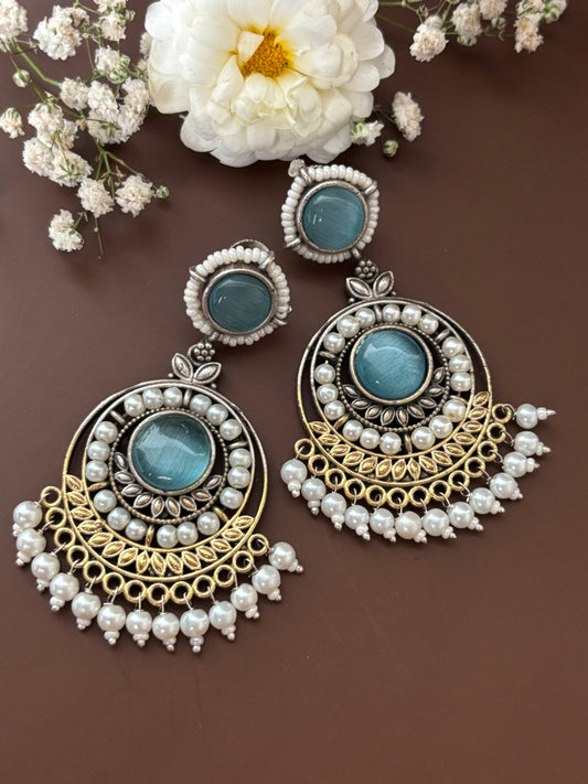 Priyali Blue Pearl Chandbali