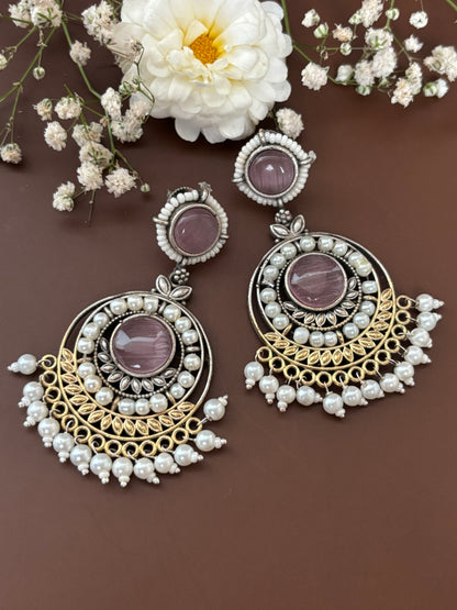 Priyali Pink Pearl Chandbali