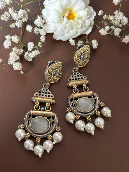Yuvani Grey Dual Tone Earrings