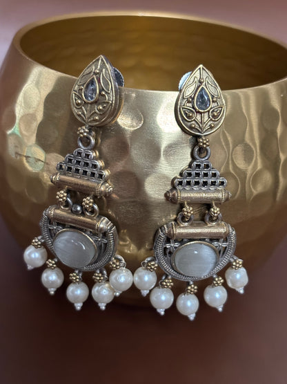 Yuvani Grey Dual Tone Earrings