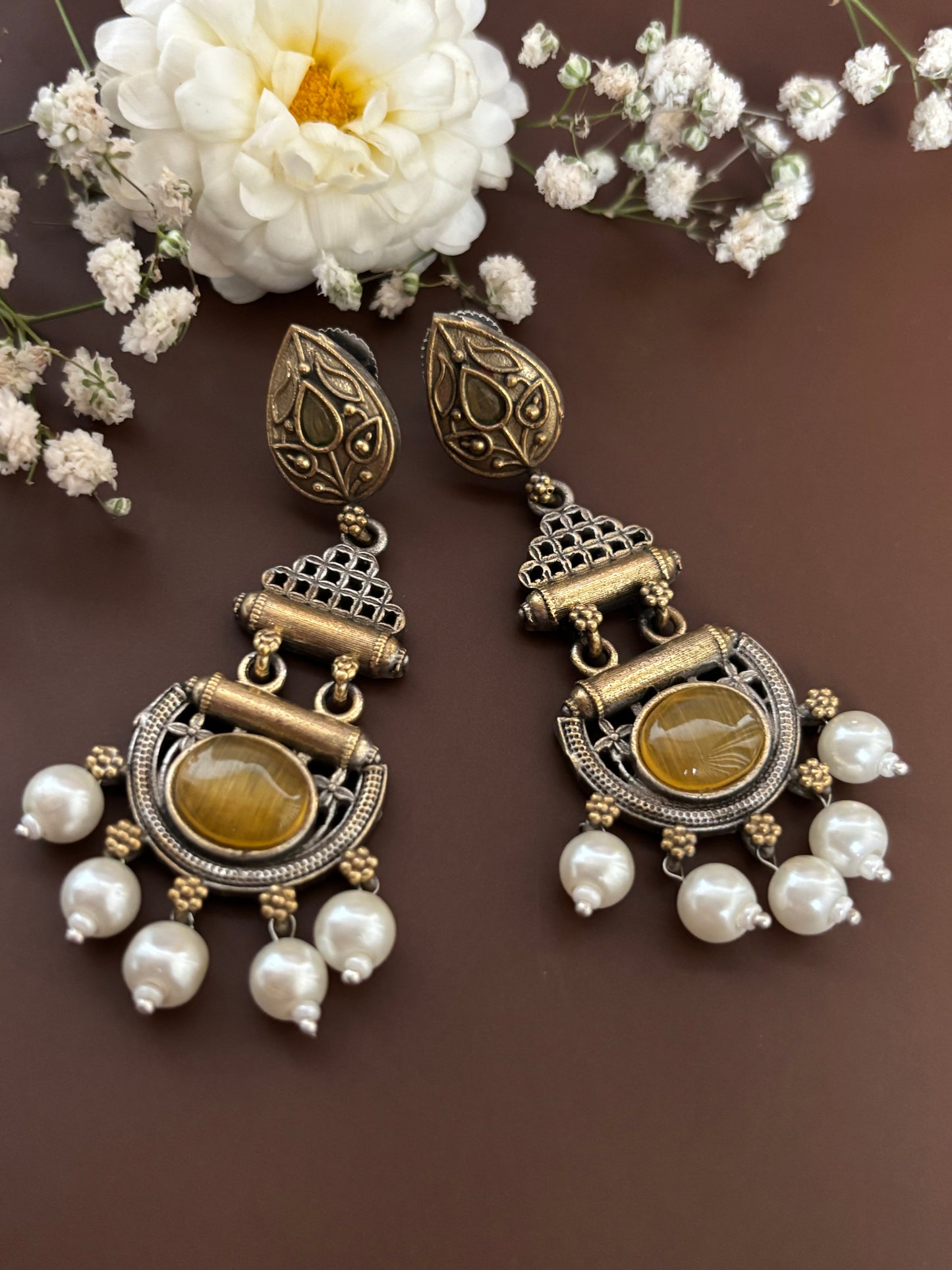 Yuvani Yellow Dual Tone Earrings