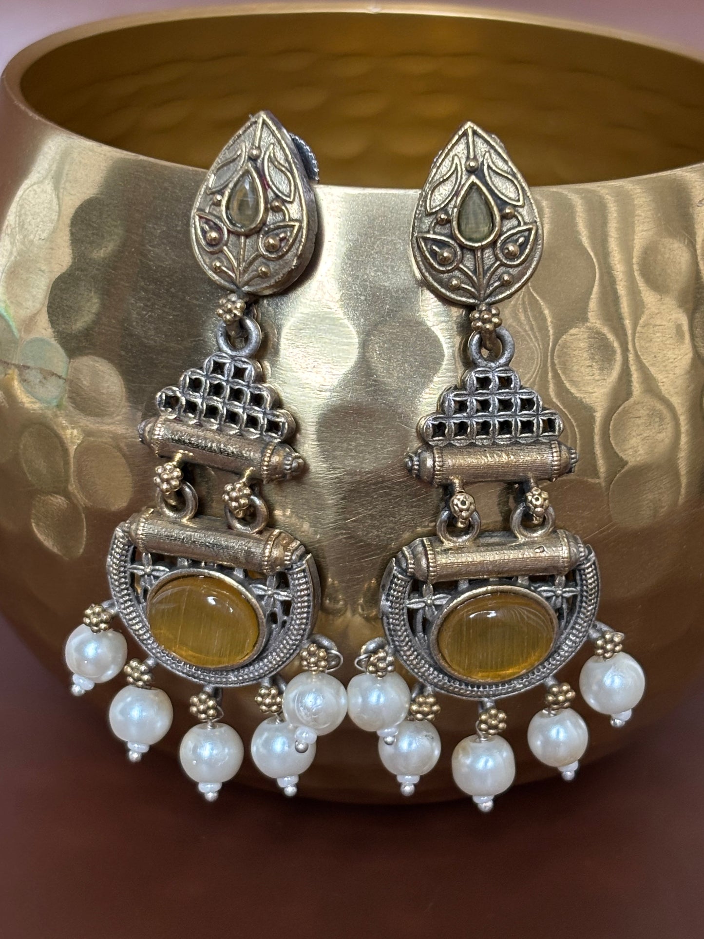 Yuvani Yellow Dual Tone Earrings