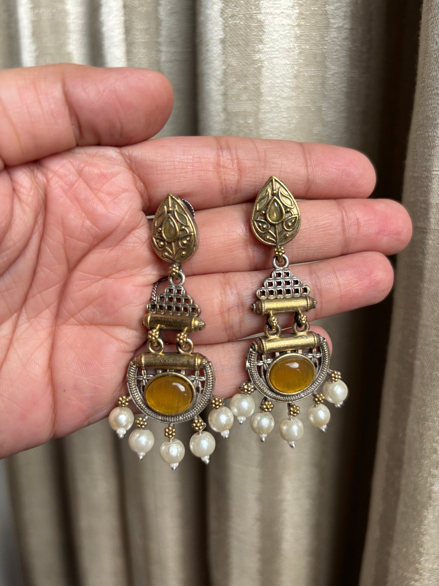 Yuvani Yellow Dual Tone Earrings