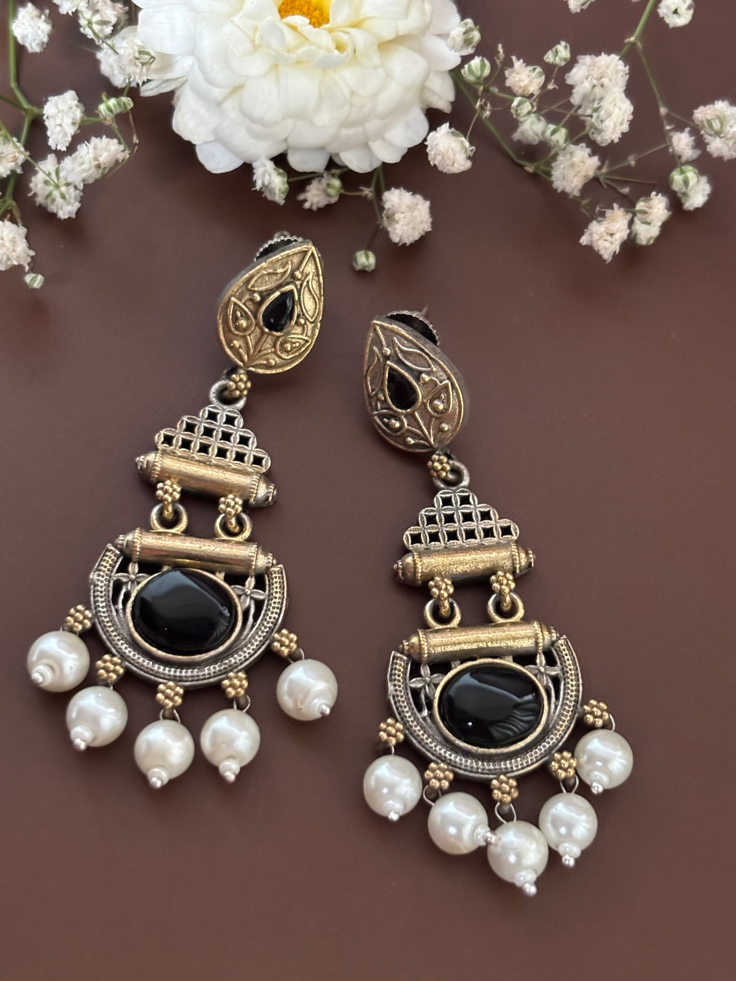 Yuvani Black Dual Tone Earrings