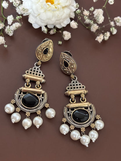 Yuvani Black Dual Tone Earrings